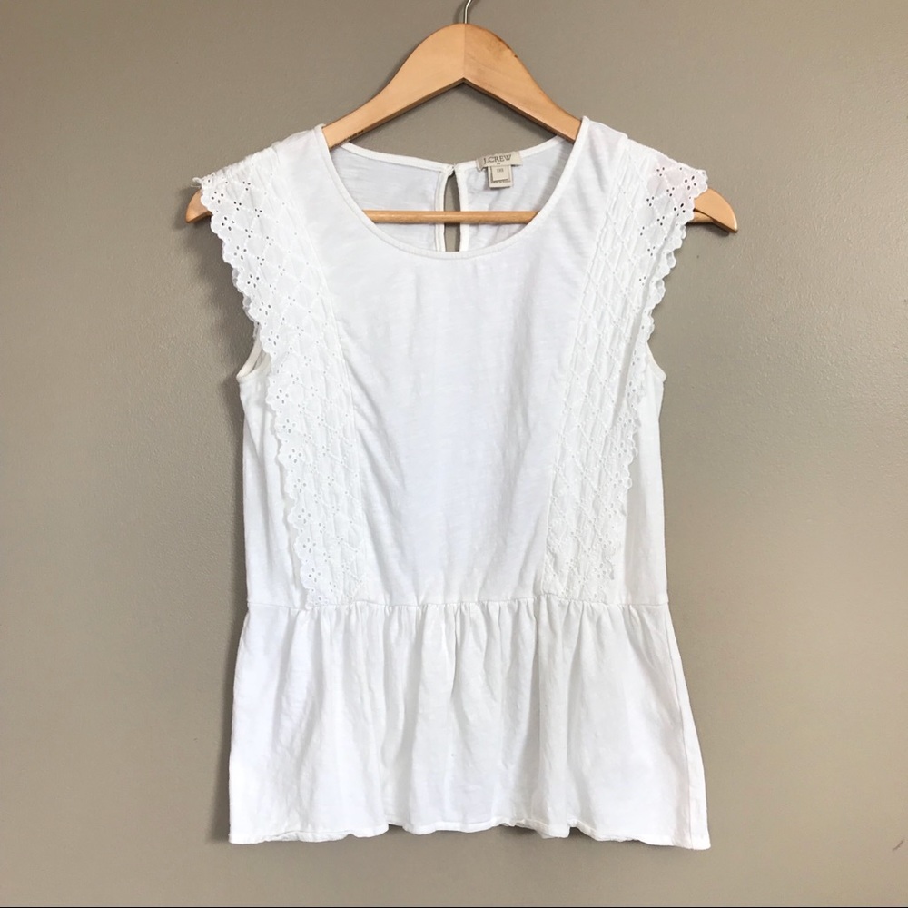 SOLD⚡️J. CREW • white eyelet lace peplum top